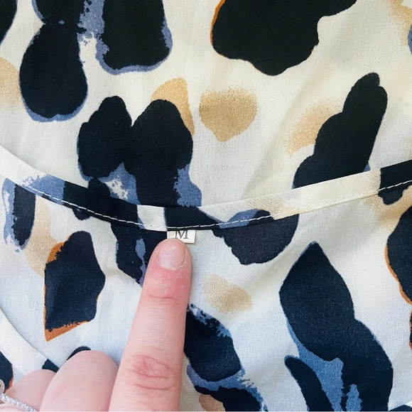 Shein White & Black Multicolor Leopard Print Round Hem Blouse Medium Women’s - Picture 8 of 10